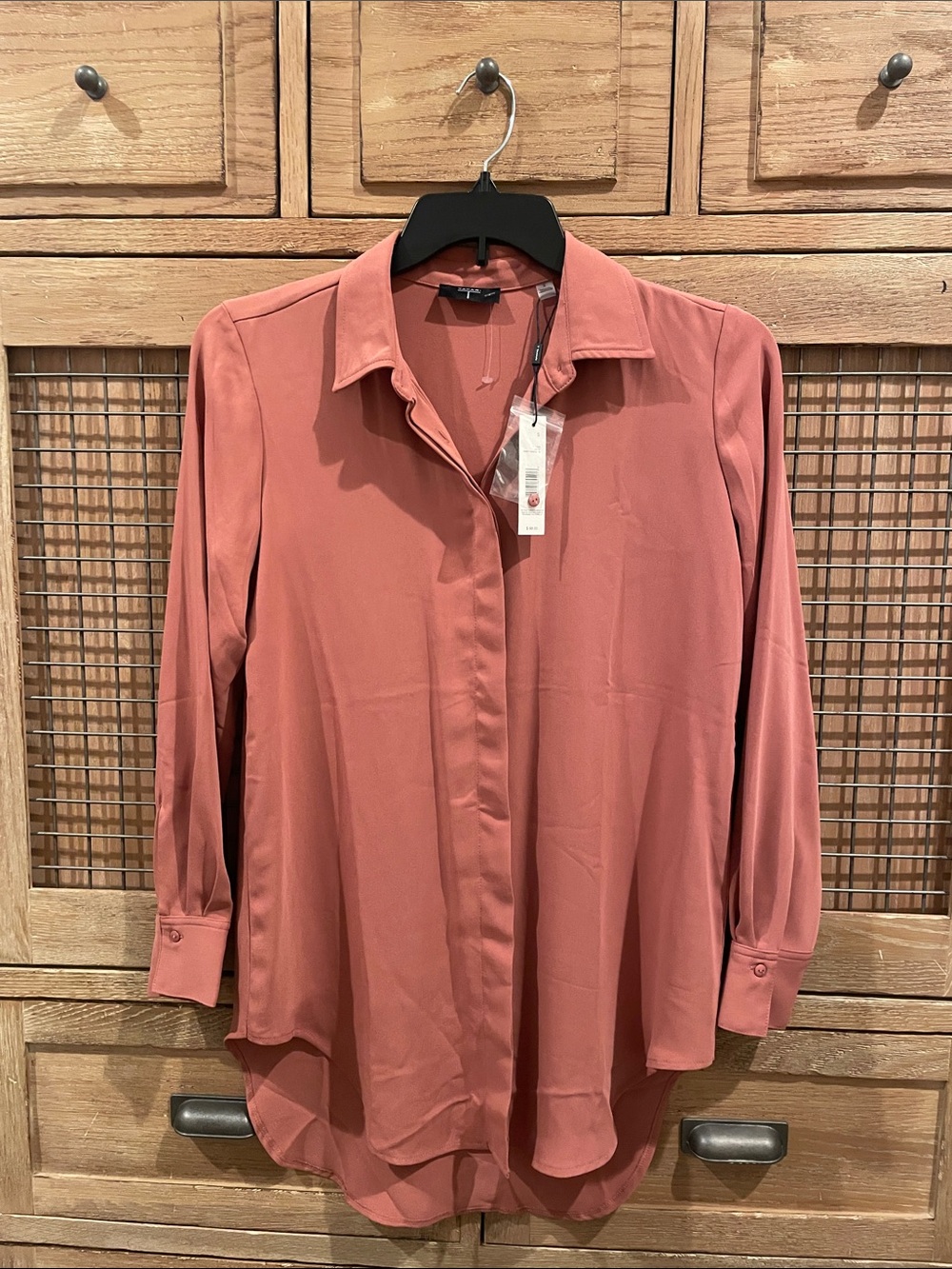 Tahari Dusty Rose Button-Front Blouse